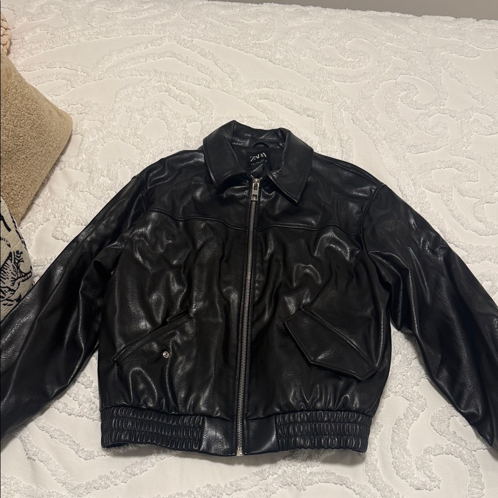 Zara Black Faux Leather Jacket
